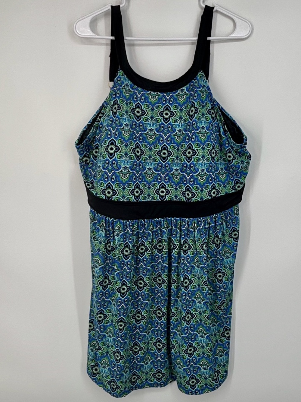 Fit 4U Womens Size 26W Swim Dress Green Blue Black Paisley Medallion No Bottoms